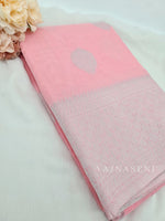 Load image into Gallery viewer, Linen silk x Silver zari - Pastel Pink

