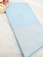 Load image into Gallery viewer, Linen silk x Silver zari - Pastel Blue

