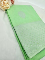 Load image into Gallery viewer, Linen silk x Silver zari - Light Green
