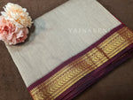 Load image into Gallery viewer, Kalyani Cotton Saree - Ashbrown with Maroon
