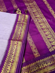 Kalyani Cotton Saree - Lavender x Dark Magenta