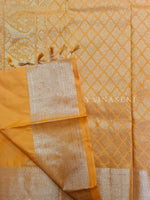 Load image into Gallery viewer, Semi Soft Silk Gold Zari Saree - Tangerine
