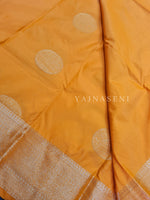 Load image into Gallery viewer, Semi Soft Silk Gold Zari Saree - Tangerine
