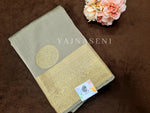 Load image into Gallery viewer, Semi Soft Silk Gold Zari Saree - Ash

