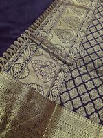 Load image into Gallery viewer, Semi Soft Silk Gold Zari Saree - Black
