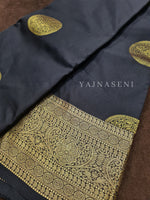 Load image into Gallery viewer, Semi Soft Silk Gold Zari Saree - Black
