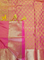 Load image into Gallery viewer, Semi Soft Silk Gold Zari Saree - Pink

