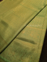 Load image into Gallery viewer, Banarasi Soft Silk Copper Zari Saree - Light Olive x Plum
