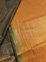 Load image into Gallery viewer, Banarasi Soft Silk Copper Zari Saree - Green x Sandalwood
