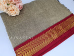 Load image into Gallery viewer, Kalyani Cotton Saree - Ashbrown x Maroon x Red
