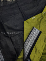 Load image into Gallery viewer, Kalyani Cotton Saree - Silver Zari : Olive x Black
