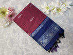 Load image into Gallery viewer, Kalyani Cotton Saree - Silver Zari : Berry x Blue x Violet

