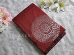 Load image into Gallery viewer, Soft Silk Borderless Silver Mandala Saree - Deep Red
