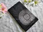Load image into Gallery viewer, Soft Silk Borderless Silver Mandala Saree - Black
