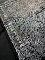 Load image into Gallery viewer, Soft Silk Borderless Silver Mandala Saree - Black
