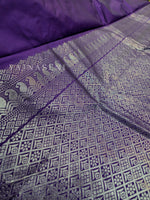 Load image into Gallery viewer, Soft Silk Borderless Silver Mandala Saree - Violet
