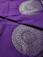 Load image into Gallery viewer, Soft Silk Borderless Silver Mandala Saree - Violet
