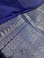 Load image into Gallery viewer, Soft Silk Borderless Silver Mandala Saree - Royal Blue
