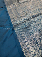 Load image into Gallery viewer, Soft Silk Borderless Silver Mandala Saree - Peacock Blue
