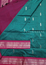 Load image into Gallery viewer, Kalyani Cotton Saree - Silver Zari : Teal x Berry x Pink
