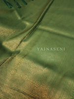 Load image into Gallery viewer, Soft Silk Copper Zari Saree - Green (brocade , leaf)
