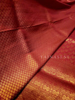 Load image into Gallery viewer, Soft Silk Copper Zari Saree - Red (brocade , leaf)
