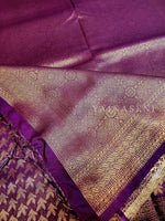 Load image into Gallery viewer, Soft Silk Copper Zari Saree - Purple (brocade , leaf)
