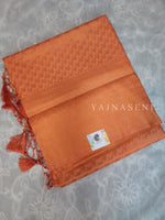 Load image into Gallery viewer, Soft Silk Copper Zari Saree - Coral Peach (brocade , leaf)
