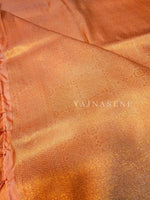 Load image into Gallery viewer, Soft Silk Copper Zari Saree - Coral Peach (brocade , leaf)
