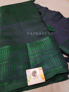 Bamboo soft silk saree : Peacock