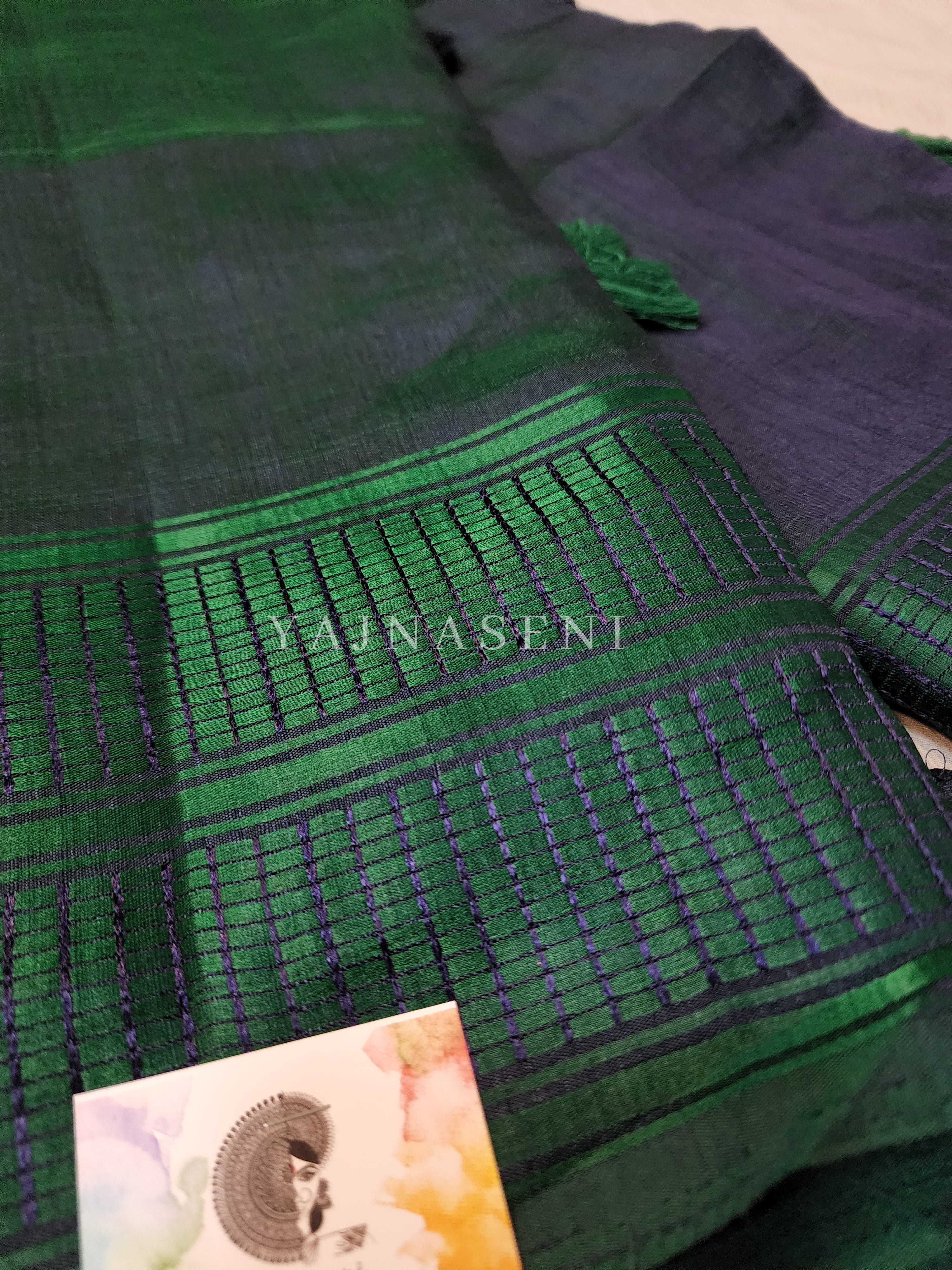 Bamboo soft silk saree : Peacock