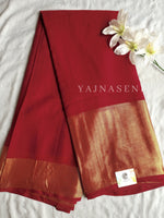 Load image into Gallery viewer, Chiffon saree x Gold border : Red
