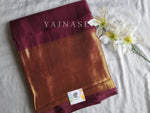 Load image into Gallery viewer, Chiffon saree x Gold border : Burgundy
