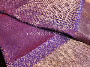 Banarasi Soft Silk Saree x Light Gold Zari - Violet