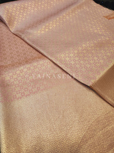 Banarasi Soft Silk Saree x Light Gold Zari - Light Pink