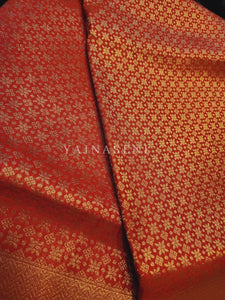 Banarasi Soft Silk Saree x Light Gold Zari - Red