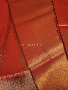 Banarasi Soft Silk Saree x Light Gold Zari - Red