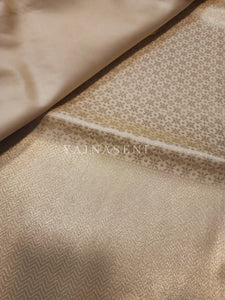 Banarasi Soft Silk Saree x Light Gold Zari - Snowflake