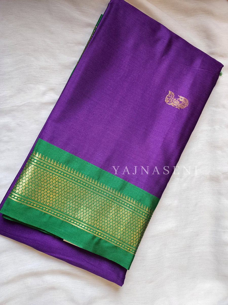 Reflections Purple Green Dual Shade Butter Satin Saree