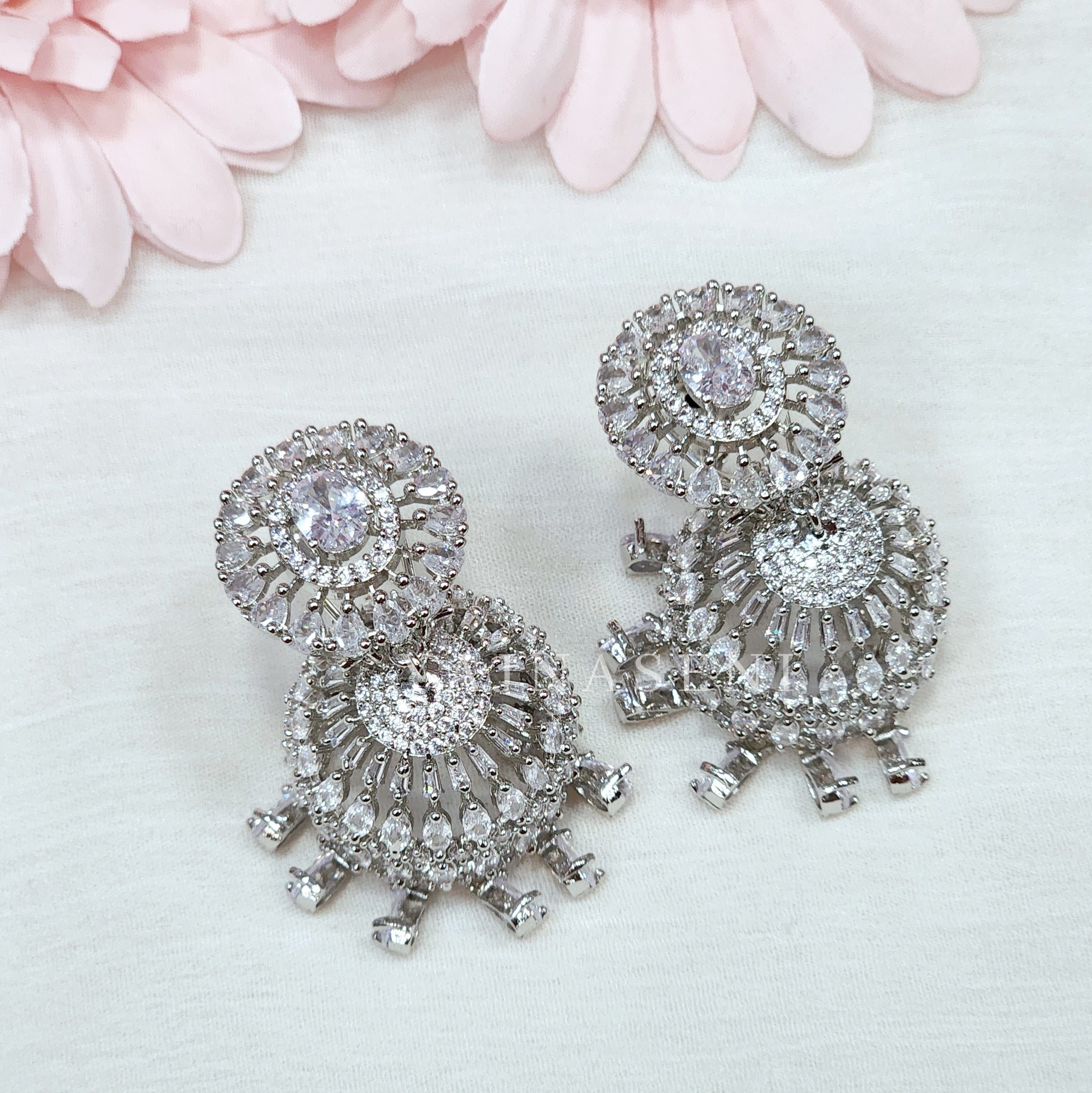 NIYATI jhumkas (silver x white)