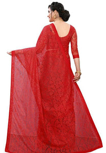 Lace Saree - Red