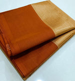 Load image into Gallery viewer, Minimalist Cotton Saree , Temple border Series : Tan x Brown
