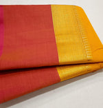 Load image into Gallery viewer, Minimalist Cotton Saree , Temple border Series : Mango x Orange-Pink
