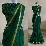 Load image into Gallery viewer, Minimalist Chiffon saree + Linden blouse : Emerald
