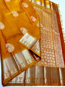 Amber x Maanga - Pure Kanjivaram Silk Saree with White Gold Zari