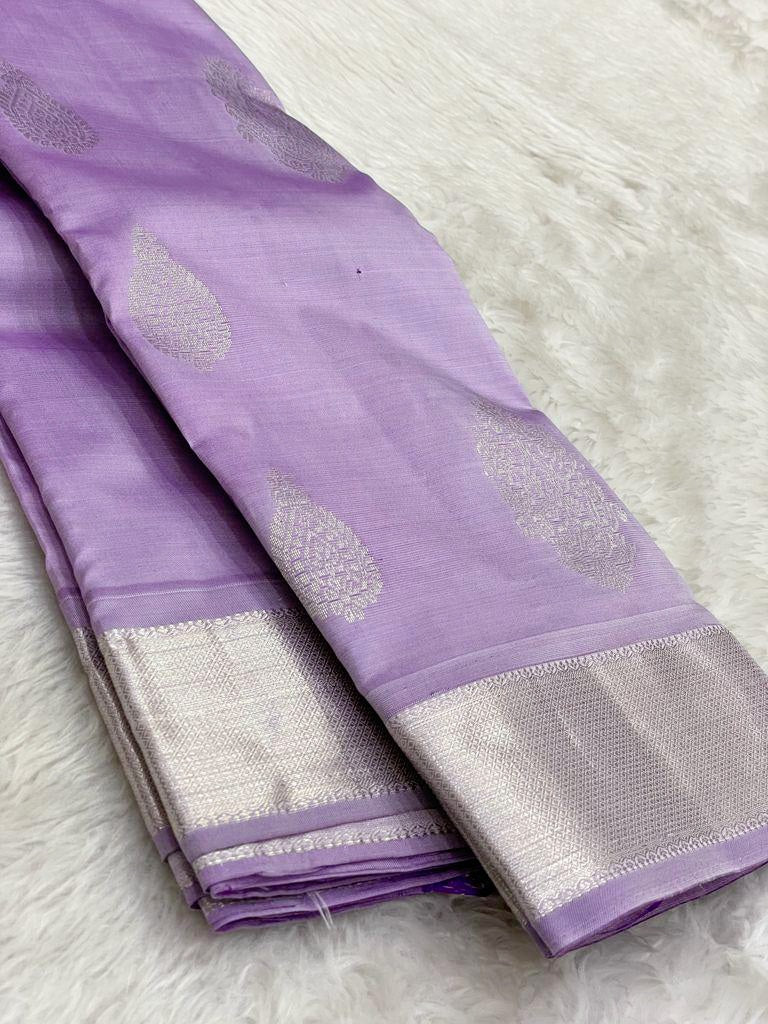 Lavender - Pure Silk Saree with Silver Zari