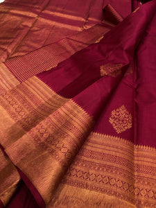 Mulberry - Pure Kanjivaram Silk Saree with Copper Zari