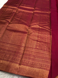 Mulberry - Pure Kanjivaram Silk Saree with Copper Zari
