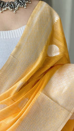 Load image into Gallery viewer, Linen silk x Silver zari - Pastel Orange
