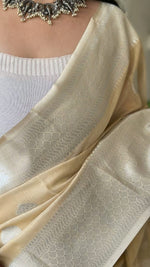 Load image into Gallery viewer, Linen silk x Silver zari - Latte

